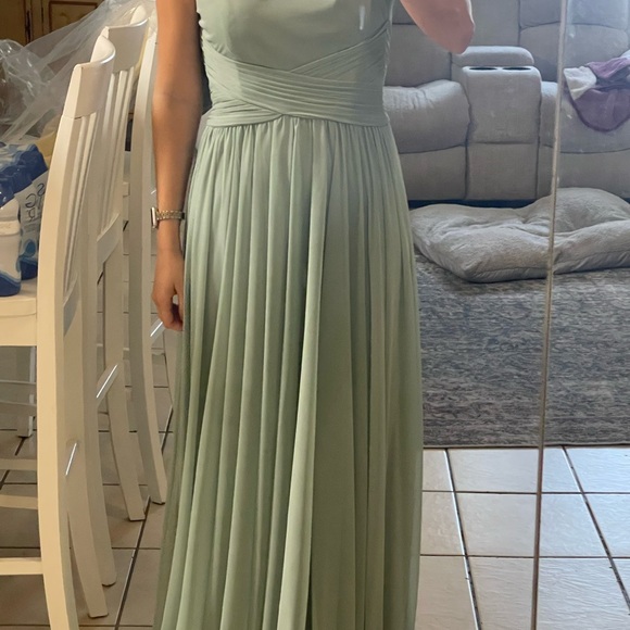 Elegant One-Shoulder Blue Dress - Picture 3 of 4